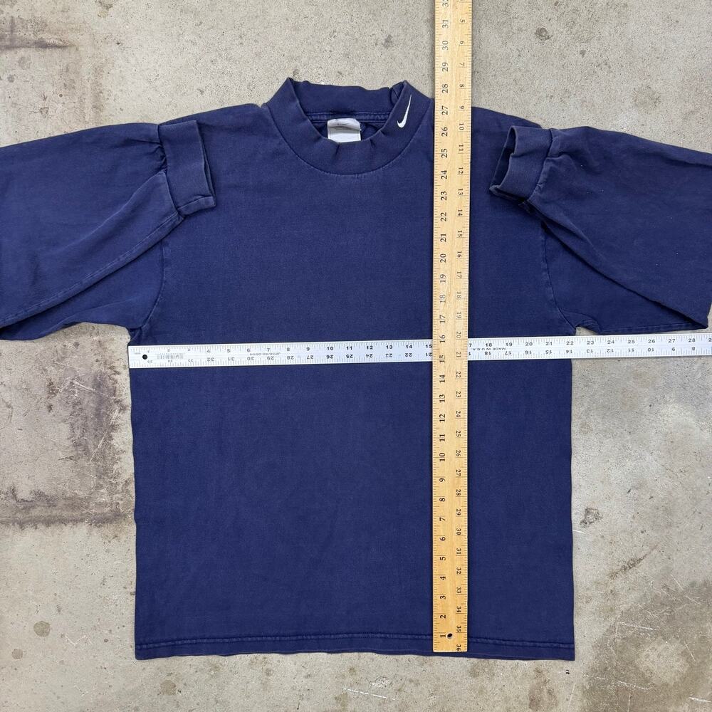 Vintage Y2K Nike Mock Neck Long Sleeve Shirt Navy Blue Embroider Swoosh L Sport - Picture 6 of 6